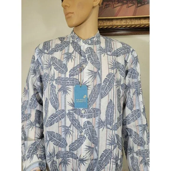 Caribbean Mens Shirt Size XL Long Sleeve Button Up White Linen Blend. NWT 37 - Picture 2 of 11